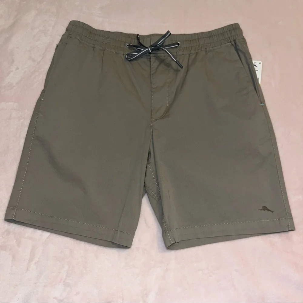 Tommy Bahama khaki elastic waistband drawstring shorts, BRAND NEW